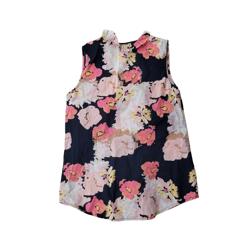 J. Crew Black Floral Print Retro Blouse 100%‎ Cotton - Picture 3 of 6